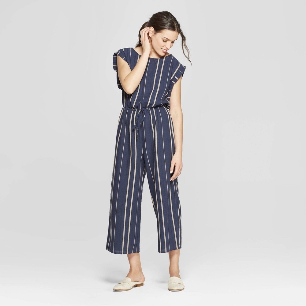 Womens Sleeveless Scoop Neck Wide Leg Jumpsuit